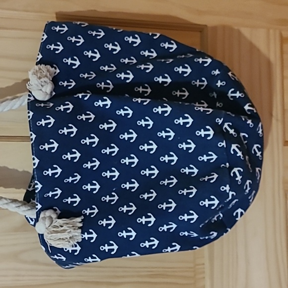Handbags - Canvas large beach bag with anchors